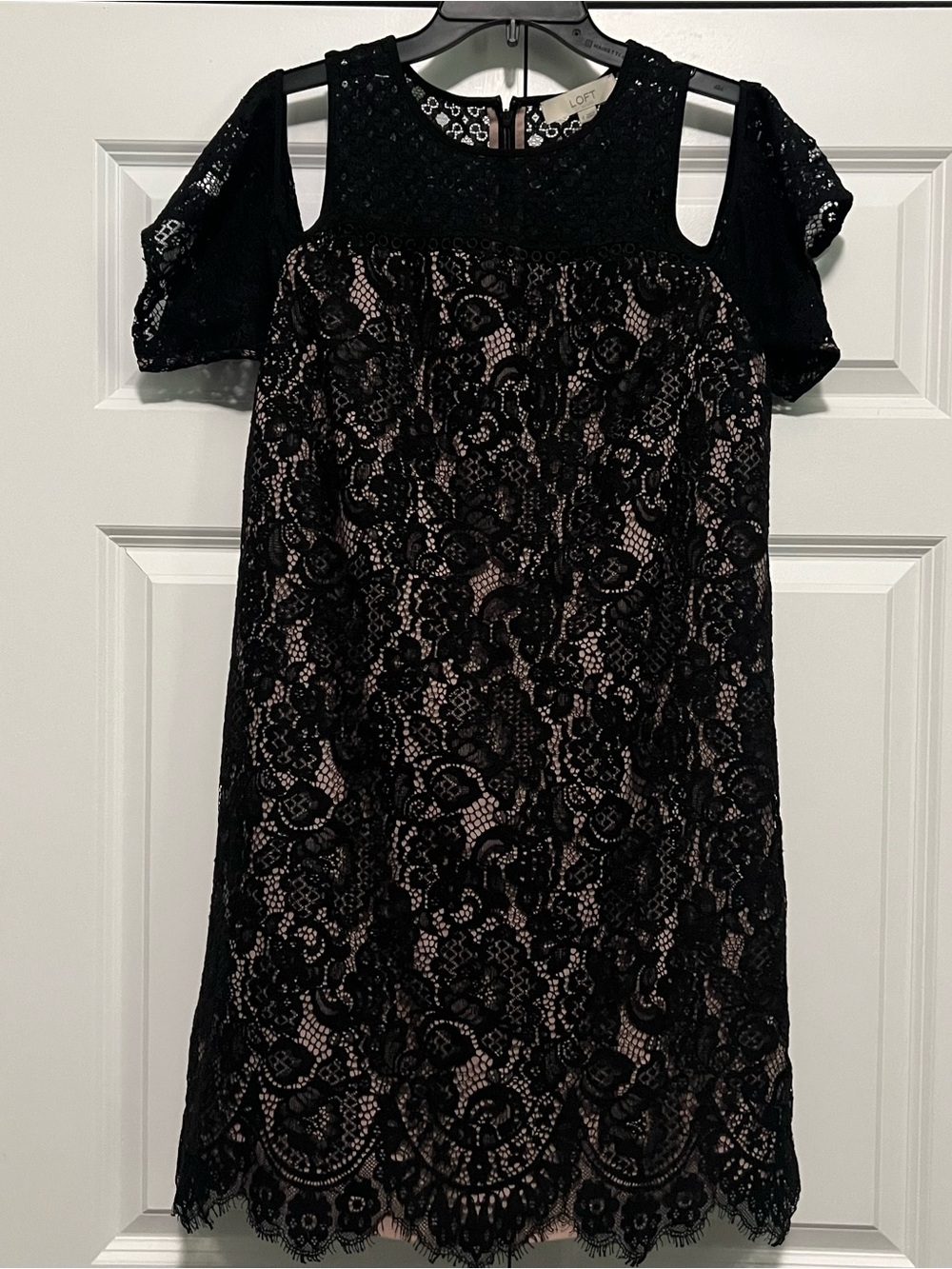 LOFT Black Lace Cold Shoulder Dress
